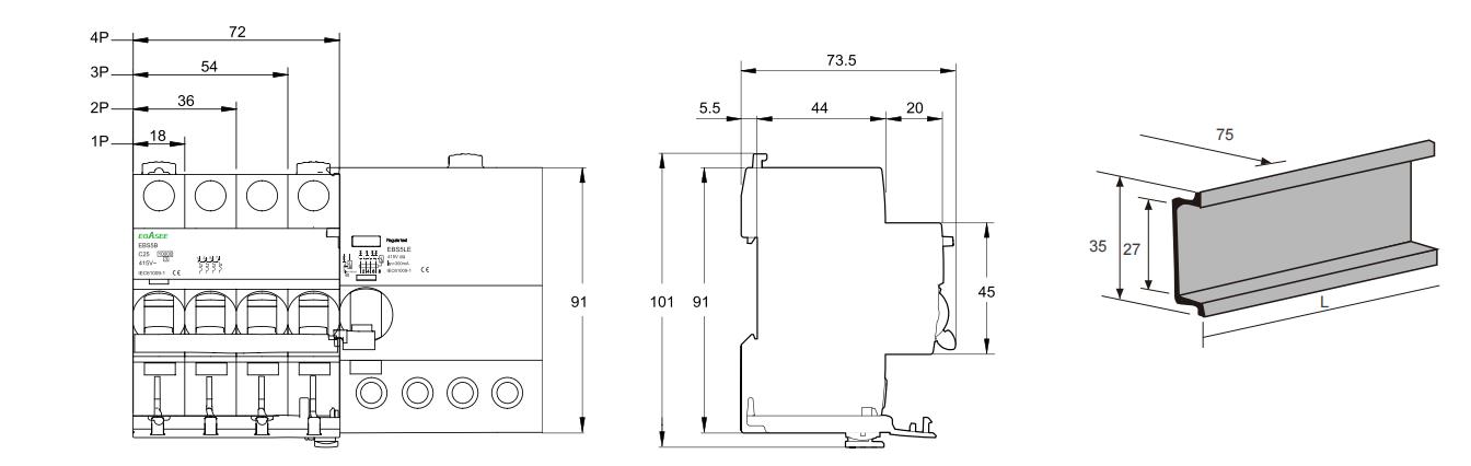 EBS5BLE RCBO Dimensions