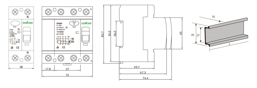 EBS6R dimensions