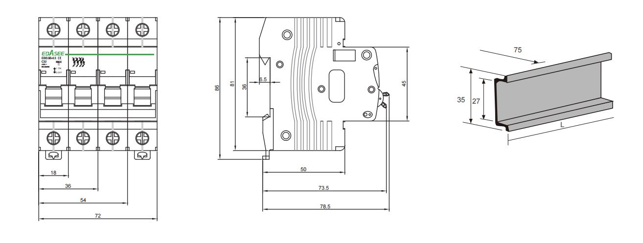 EBS9B DZ47S 6KA MCB Miniature Circuit Breaker