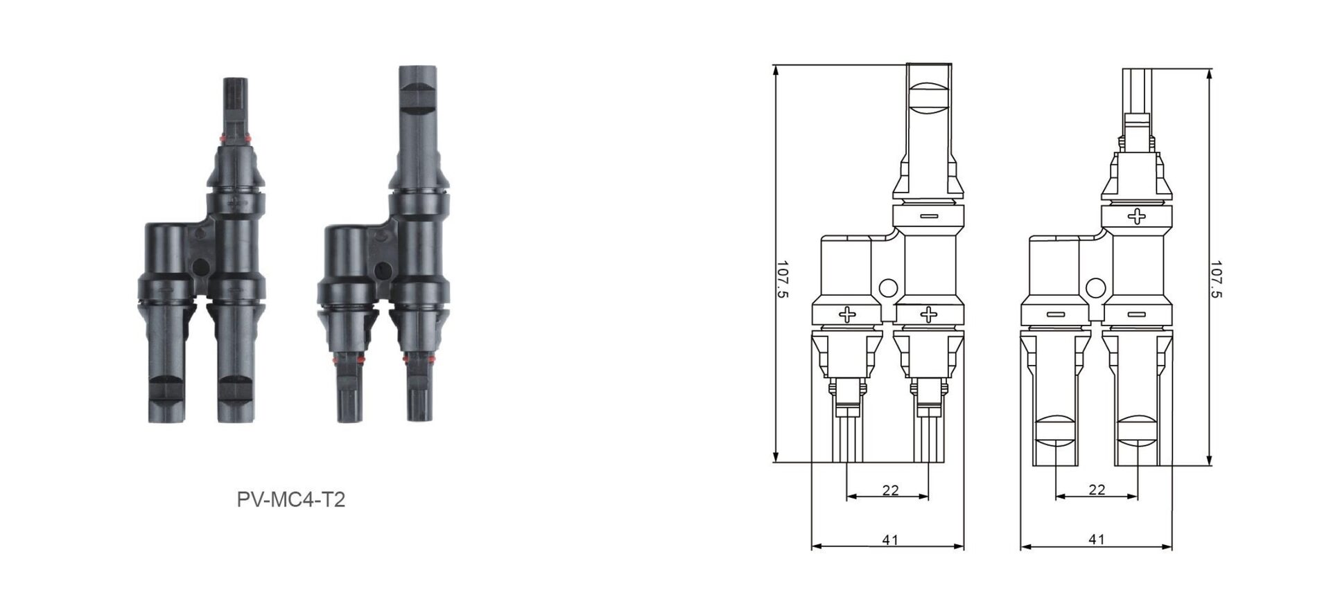 PV-MC4T Photovoltaic DC connector Dimension