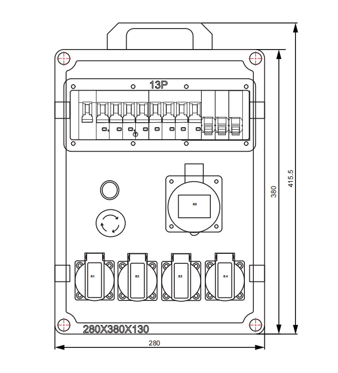 Industrial Socket Box dimension