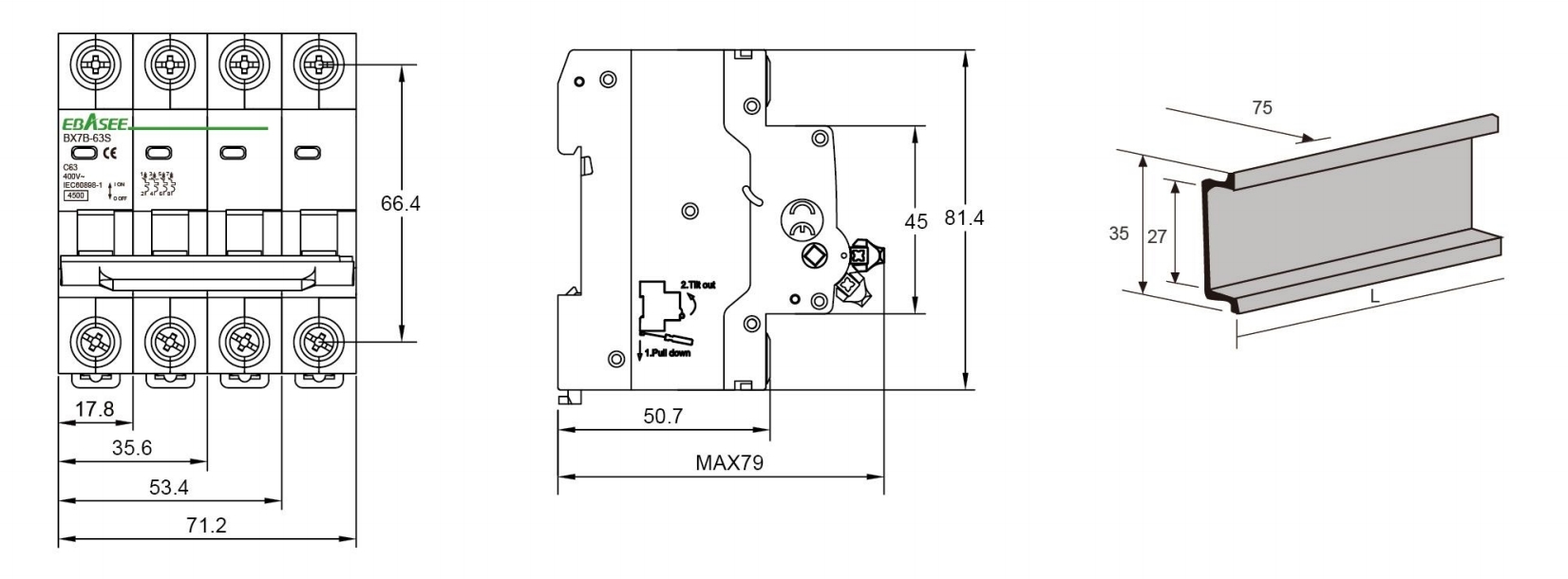 BX7B-63S circuit breaker Dimension