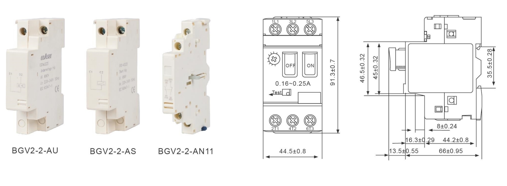 Motor Protection Circuit Breaker Dimension